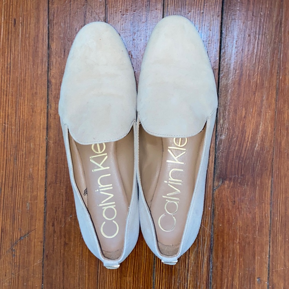 Calvin Klein Beige Suede Slip On Shoes